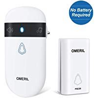 Timbre Inal&aacute;mbrico sin Pilas, OMERIL Timbres Inal&aacute;mbricos Exterior Impermeable, 150M de Alcance, 5 Niveles de Volumen (0dB - 110dB), 52 Melod&iacute;as, Indicadores LED &ndash; Autoalimentado