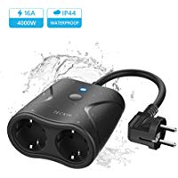 Enchufe Inteligente Exterior Impermeable TECKIN 16A 4000W Enchufe WiFi para Exterior App Remota Toma de Wifi Inteligente Compatible con Amazon Alexa, Google Home y IFTTT