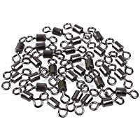 Forfar 100pcs giratoria anillos s&oacute;lidos Conector Pesca Pesca bola de cojinete del barril Giratoria de acero inoxidable S&oacute;lido Fish anillo Gadget conector para trabajo pesado # 3/5/10/14
