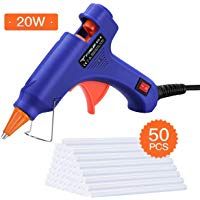 TOPELEK Mini Pistola de Silicona Caliente con 50 PSC Barras Pegamento Alta Temperatura, Kit Pistolas Encolar para Manualidades Artesan&iacute;a de Bricolaje Reparaciones R&aacute;pidas (20 Vatios, Azul)