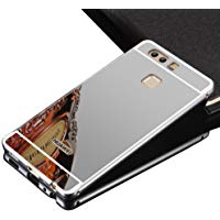 Sunroyal&reg; para Huawei P9 Plus 5.5" Funda Aluminio Trasera protectora PC Bumper Ultra Delgado Slim Hard Case Cover Alta Calidad Parachoques Metal carcasa + Espejo Tapa cover shell protector cubierta Chic Stylish carcasa Huawei P9 Plus (Mirror Plata)