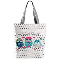 Iyhouse - Bolso de Lona con dise&ntilde;o de b&uacute;ho Impreso, Estilo Casual, para Mujer, Bolsa de la Compra