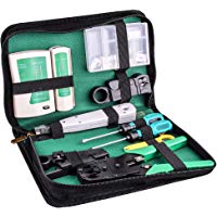 kuman Probador del Cable de la Red, RJ45 RJ11 Cat5 Alicate Pelacables con Las 10 Piezas del Kit de Herramienta de los Conectadores del Cristal P9100