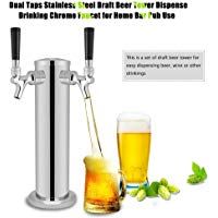 GOTOTOP Doble Taps Acero Inoxidable Torre de Cerveza Grifo de Cromo para Dispensar Bebidas para Uso en Hogar Bar Pub