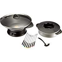 Tefal WK3020 - Wok y fondue compactas, 1200 W, recubrimiento antiadherente, negro/plateado