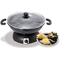 Wok El&eacute;ctrico con Tapa de Cristal Atemperado