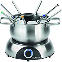 Bomann FD 2248 CB Fondue el&eacute;ctrica, 6 comensales, recipiente 1,2 l, 1400 W, Acero Inoxidable, Gris