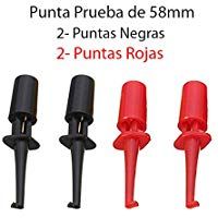 4x Punta Negra y Roja de Prueba Redonda con Gancho 58mm. Test Hook Clip