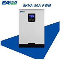 Easun Power Solar Inverter High Power Parallel 5Kva 4000W Off Grid Generate Electricity 48V to 220V Conversion 40A PWM Pure Sine Wave Hybrid Inverter 60A AC Charger for Solar Power Home Appliances