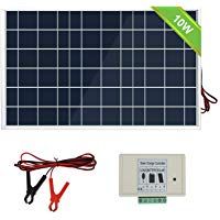 ECO-WORTHY Kit de sistema de panel solar de 10 vatios: 1 m&oacute;dulo solar de 10 W 12 V con controlador de carga de 3 A con cables de bater&iacute;a 12 voltios cargador de bater&iacute;a para RV Boat
