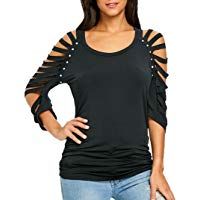 ❤️Camisas Mujer Sexy,Modaworld Moda Las Mujeres Ahuecan Fuera del Hombro Rasgado Manga Camiseta Tops Camisetas Elegantes se&ntilde;oras Blusas Top