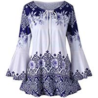 ❤️Camisas Mujer Tallas Grande,Modaworld Moda Blusas de Manga Larga Estampadas para Mujer Blusas Camisetas de bocallave Blusas Elegantes se&ntilde;oras ni&ntilde;a Primavera Oto&ntilde;o