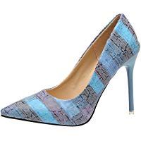 Zapatos mujer tac&oacute;n alto slip on,Sonnena Zapatos de tac&oacute;n fino de moda de mujer Impresi&oacute;n salvaje Colores mezclados zapatos de tacones altos punta estrecha