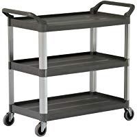 Sandusky Lee puc172733&nbsp;&ndash;&nbsp;3&nbsp;resistente pl&aacute;stico Utilidad carrito, 3&nbsp;estantes, 34" Height x 34" Width x 20" Depth, Negro, 1