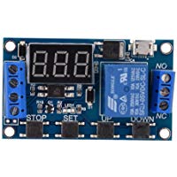 M&oacute;dulo de rel&eacute; - DC 6V ~ 30V Retardo de activaci&oacute;n Encendido/apagado Temporizador de ciclo M&oacute;dulo de interruptor de rel&eacute;, con pantalla LED de d&iacute;gitos, Micro USB 5V