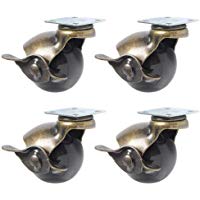 Ruedas giratorias de 5 cm para ruedas giratorias de 360 grados con capucha para muebles, capacidad de hasta 68 kg, paquete de 4, Ball Caster + Brake, 1