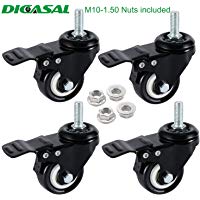 dicasal 2&nbsp;"manillar ruedas, Heavy Duty giratorio ruedas Stem espuma de poliuretano muy silencio sin ruido ruedas markless ruedas doble rodamientos y cerraduras carga 330&nbsp;Lbs Pack de 4&nbsp;con freno negro