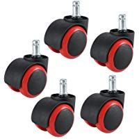 Oficina ruedas, dicasal 2&nbsp;"compatible giratorio silla ruedas tallo tornillo ruedas Universal tama&ntilde;o est&aacute;ndar di&aacute;metro 11&nbsp;mm x 25&nbsp;mm Stem Longitud (7/16" x 31/32&nbsp;"), 5&nbsp;unidades), color rojo