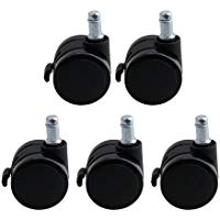Yibuy - 5 Ruedas giratorias de Poliuretano Negro para Silla de Oficina (50 mm de di&aacute;metro, con Freno)