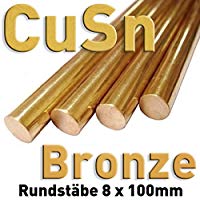Bronce CuSn redonda ⌀ 8 x 100 mm, redonda de metal (Barra material muestras)