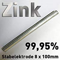 Varilla de cinc &aacute;nodo/electrodo (10&nbsp;cm x 8&nbsp;mm) para Zinc electrolitos/galvanopl&aacute;stica l&aacute;piz &aacute;nodo ZN 99,95&nbsp;V&iacute;ctimas &aacute;nodo 100&nbsp;mm