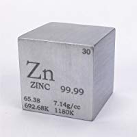 1&nbsp;(25,4&nbsp;mm Pure Zinc Metal cubo 117&nbsp;g 99,99% grabado tabla peri&oacute;dica