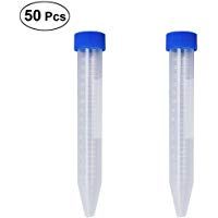 UKCOCO 50PCS 15ml Tubo de centr&iacute;fuga de cabeza puntiaguda Tubos de microcentr&iacute;fuga graduada con tapa de tornillo Suministro de muestras de laboratorio