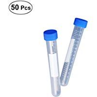 UKCOCO 50 PCS 15 ml tubo de centr&iacute;fuga de fondo redondo con tap&oacute;n de rosca Suministro de muestras de laboratorio