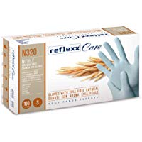 Reflexx N320/S Guantes desechables de nitrilo W/harina de avena coloidal 100pc (Pack de 100)