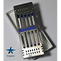 Empire's Premium - Caja de esterilizaci&oacute;n dental, bandeja para autoclave, estante, caja con cerradura, 5 instrumentos, color azul, acero inoxidable alem&aacute;n, CE antimagn&eacute;tico 304, CE FDA