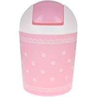 Kingken Cubo de basura de pl&aacute;stico con dise&ntilde;o de lunares, color rosa