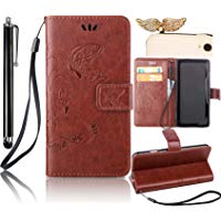 Sunroyal3 in 1 Bookstyle para Samsung Galaxy S5 I9600 Funda Libro de Suave PU Leather Cuero Impresi&oacute;n - Case Con Flip Cover,Cierre Magn&eacute;tico,Funci&oacute;n de Soporte,Billetera con Tapa para Tarjetas-Dise&ntilde;o de Wallet Mariposa y Flor de la vid Wrist Strap C&aacute;scara +1X Stylus Pen +1X Enchufe del Polvo