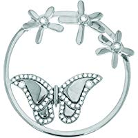 MY iMenso 3D mariposa & flores imaginaci&oacute;n insignia plateado circonios 33 mm 33-1137