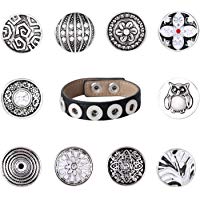 Morella set de pulsera de color negro con 10 botones de presi&oacute;n SMALL Click-Button (12mm)