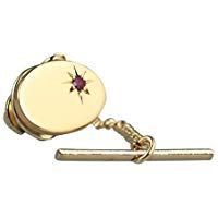 Chapado en oro duro 12 x 8 mm, dise&ntilde;o de estrellas situado Ruby ovalada con alfileres de corbata