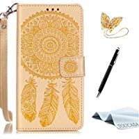 Funda iPhone 6S,Funda iPhone 6,TOUCASA PU Cuero TPU Silicona Case Interna Suave Dise&ntilde;o de Pintura al &oacute;leo Superficie Atrapasue&ntilde;os Flor de Campanula Magn&eacute;tico Delgado Funda para iPhone 6S/iPhone 6-Oro