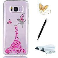 Funda Galaxy S8,TOUCASA Glitter Brillante Super Delgado y Ligero Transparente TPU Silicona,Funda M&oacute;vil Case Brillo, Brillante Anti-ara&ntilde;azos Case &Aacute;ngel Peque&ntilde;a hada Cover para Samsung S8-Rosa caliente