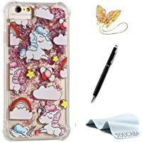 TOUCASA Funda iPhone 6S,Funda iPhone 6, Glitter Brillante Liquida Transparente TPU Silicona,Funda M&oacute;vil Case L&iacute;quido Quicksand Anti-ara&ntilde;azos Brillante Case Cover para iPhone 6S/iPhone 6-Unicornio