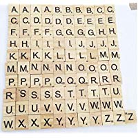 100 Unids Alfabeto De Madera Azulejos Scrabble N&uacute;meros de Letras Juguete Educativo para Juegos de Mesa Marco de Boda Arte de la Pared Reemplazo de Artesan&iacute;a Joyer&iacute;a Scrapbooking