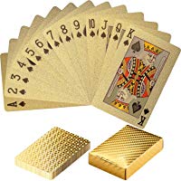 Maxstore Design Plastic Poker Cartas 100% Impermeable Juego de Mesa de Naipes de pl&aacute;stico Resistente a Las l&aacute;grimas, Cubierta Color Puro Oro