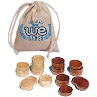 Traditional Wood Draught & Backgammon Pieces with Stackable Ridge - Dark Brown/Natural - 38 mm