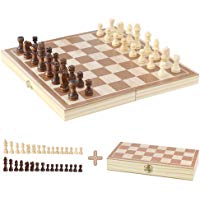Ajedrez Ni&ntilde;os Ajedrez de Madera Tablero Plegable de Viaje Juegos de Mesa Educativos Tradicionales Juguetes de Madera para Ni&ntilde;os 3 4 5 A&ntilde;os (32pcs)