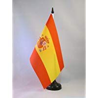 AZ FLAG Bandera de Mesa de ESPA&Ntilde;A 21x14cm - BANDERINA de DESPACHO ESPA&Ntilde;OLA 14 x 21 cm