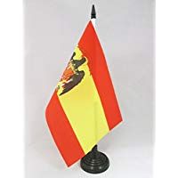 AZ FLAG Bandera de Mesa de ESPA&Ntilde;A 1977-1981 21x14cm - BANDERINA de DESPACHO ESPA&Ntilde;OLA con Aguila 14 x 21 cm