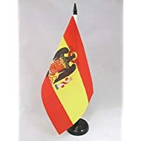 AZ FLAG Bandera de Mesa de ESPA&Ntilde;A DE Franco 1945-1977 21x14cm - BANDERINA de DESPACHO FRANQUISTA ESPA&Ntilde;OLA 14 x 21 cm