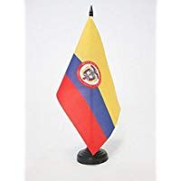 AZ FLAG Bandera de Mesa de Colombia con Armas 21x14cm - BANDERINA de DESPACHO Colombiana 14 x 21 cm