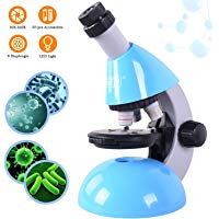 Microscopio para ni&ntilde;os, ampliaci&oacute;n 40X - 640X con 50 Kits de Ciencia El microscopio para Principiantes Incluye 25 Controles deslizantes para Estudiantes de 5 a&ntilde;os en adelante