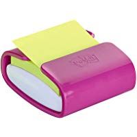 Post-it - Dispensador, color fucsia Pro y 1 bloc Z-Notas Super Sticky, color verde ne&oacute;n