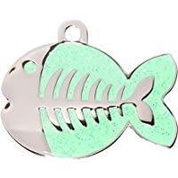 Bow Wow Meow Personalizado Chapa identificativa para Gatos con forma de Pez en color Verde Brillante (Peque&ntilde;o) | SERVICIO DE GRABADO
