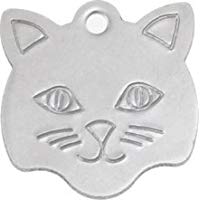 Bow Wow Meow Personalizado Chapa identificativa para Gatos de Acero Inoxidable con Forma de Cara de Gato (Peque&ntilde;o) | Servicio DE Grabado